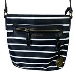 Liz Claiborne Striped Crossbody Bag Womens Black White Classic Preppy Nautical Photo 2