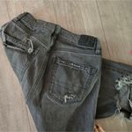 American Eagle  Black Distressed Mom Jeans Women’s Size 0 High Rise Ripped Knee Photo 7