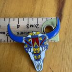 PS Enterprises Tribal designs enamel bull cow skull pin brooch Blue Photo 4