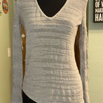 Helmut Lang Helmut gray mesh sheer long sleeve sweater v-neck asymmetric hemline size S Photo 0