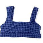 Aerie Offline Blue Houndstooth Goals Cap Sleeves Soft Athletic Sports Bra L Photo 2