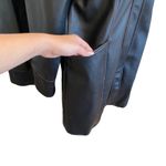 Kenzie Faux Leather Trench Coat Black Brown Stitching Y2K Zara Style Long Jacket Size L Photo 6