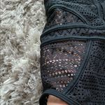 Black One Piece Crochet Swimsuit with Deep V Photo 2