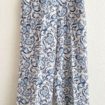 ZARA  Wide Leg Paisley Print Pants Linen Blend Blue White M Photo 0