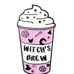 Witch’s Brew Pink Enamel Pin • Pastel Halloween Coffee Cup • Cute Spooky Witch L Photo 0