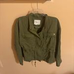 Anthropologie  Olive Ruffle Pocket Utility Military Jacket Photo 2