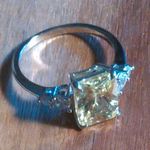 Simulated Peridot and White Diamond Sterling Silver Ring (Size 6) Photo 3