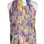 CAbi “Petals” Purple Multi Watercolor Chiffon Crossover Flowy Tank Top Small NWT Photo 4