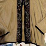 Unique vintage tan and black embroidered cottagecore grandma cardigan Size XL Photo 2