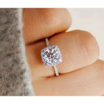 Boutique NEW 2 Ct Pave Halo Round Platinum S925 Diamond Engagement Ring‎ | Sz 7.5 NEW Photo 2