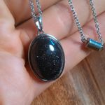 Blue Sandstone Stainless Steel Pendant Necklace Photo 6