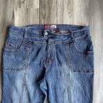 Y2K Lazer Womens Pin‎ Stripe Blue Jeans Flared Double Button Teens Size 22 Vtg Photo 1