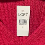 Loft NWT  Red V-Neck Sweater with Ruched Sleeves Size L Photo 3