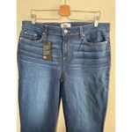 Paige Amber Mid Rise Straight Ankle Jeans Size 34 Dark Wash Raw Hem Photo 4