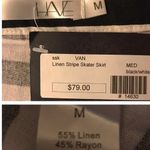 Have Black & White Stripe Pleated Linen Skater Skirt Size M Size M Photo 3