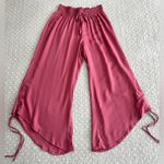 REWASH New!  Pink Wide Leg Palazzo Pants Cinched Lace Up Crop Leg Size L Photo 0