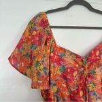 Marissa Olivia Red Floral Ruffle Sleeve Smocked Mini Dress L Size L Photo 3