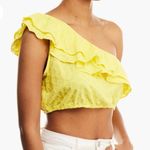 ZARA Yellow Eyelet Ruffle One Shoulder Crop Top Size L NWT Photo 3