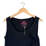 Johnny Was  Floral Embroidered Black Tunic Tank Mini Dress Ruched Side Photo 1