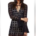 Free People  Back to Black Crochet Lace Bell Sleeve Mini Dress Black Size 2 Photo 1