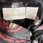 Christie & Jill Vintage Black Dragon Floral Asian Print Button Front Blouse L Size L Photo 4