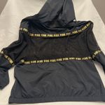 Victoria's Secret PINK  Black Gold Logo Zip Mesh Hooded Windbreaker Jacket Sz M/L Photo 4