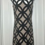 Roz & Ali Geometric Abstract Neutral Women’s Classic Short Cap Sleeve Dress Sz 4 Photo 4