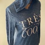 Hoodie pull over long sleeve top Blue Photo 3