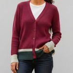 Design History  Button Down Magenta Green Cardigan Sweater Size Medium NWT Photo 0