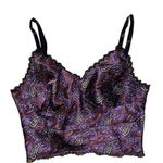 Joe Boxer purple multicolor paisley slip top with lace trim Photo 1