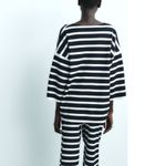 ZARA  STRIPED KNIT CROPPED TUNIC WITH POCKETS in Black/White Photo 2