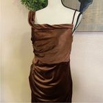 Lulus Showing Off a Little Brown Velvet Asymmetrical Tulip Midi Dress Photo 7