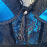 iCollection Lux Satin and Lace 2 piece Lingerie Set‎ teal Blue Black Small NWT Photo 8