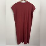 Eileen Fisher  Dark Terracotta Textured Stretch Rib Crew Neck Dress XL Photo 2