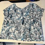 Tahari  S 100% Linen Shirt Blouse Top Floral Button Back Beach Vacation Cruise Photo 5