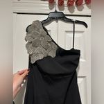 Mac Duggal Black Crepe One Shoulder Gown With Crystal Flower Photo 4