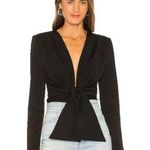 Bardot Anya Bodysuit Black Long Sleeve Knot Waist Deep Plunge Size 8 Medium Photo 0