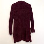 MATTY M Chenille Cardigan Burgundy Maroon Red Ribbed Chunky Knit Long Sweater S Photo 10
