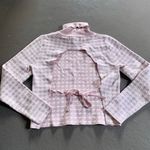 Coco and Shay Houndstooth Pink White Turtleneck Sweater Cut Out Back XS Photo 2