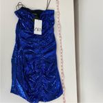 ZARA  Sparkly Blue Draped Spaghetti Strap Mini Dress Size small Blogger Photo 7