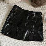 Dolls Kill Motel rocks black faux leather croc side slit high waisted sexy mini skirt XS Photo 0