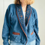 Vintage 90s Fleece Bolero Jacket Size Large Blue Cropped Western Cabincore Photo 0
