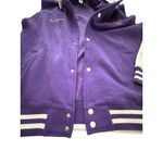SA Hoodie Varsity Letterman Jacket XL Fleece Snap‎ Bomber Purple Unisex #UV9 Photo 2