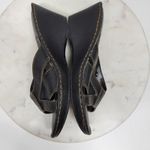 Merona Leather Wedge Sandals Womens 8 Black Stitching Slip on Mules Slides Y2k Photo 12