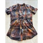 Daytrip Top Womens Size Sm Brown Tie Dye Y2K Button Edgy Grunge Punk Y2K Boho Photo 2