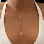 Boutique Gold Rhinestone Moon Layered Necklace Photo 0