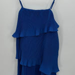 New In Blue Striped Mini Dress Size M Tiered Holiday Festival Cocktail Party NWT Size M Photo 0