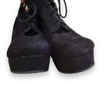 Shi by Journeys Black Lace Up Wedge Faux Suede Booties Sz 5 Photo 3