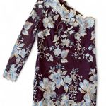 Free People Rosalie Embroidered One Shoulder Mesh Mini Dress in Wine Size 4 Photo 2