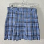 Free People  Grunge 90s Schoolgirl Plaid Honey Pleated Skirt Ocean Blue 12 Punk Photo 5